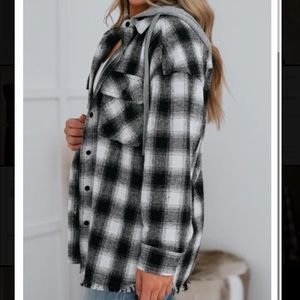 Oversized Hooded Flannel Shacket